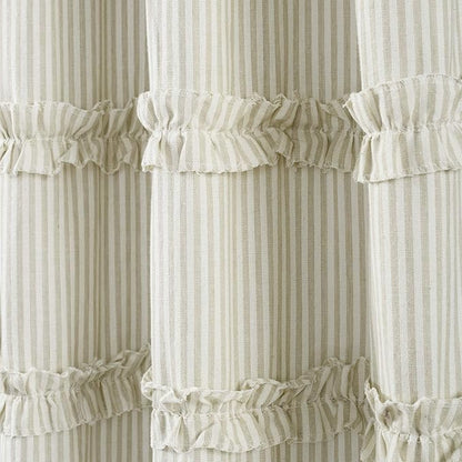 Lush Decor Vintage Stripe Yarn Dyed Cotton Blend Window Curtain Panels Pair, 40" W x 84" L Neutral - Striped Curtains for Living Room - Bedroom Curtains