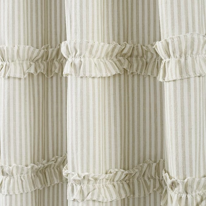Lush Decor Vintage Stripe Yarn Dyed Cotton Window Curtain Panel Pair, 84" x 40", Neutral (Pack of 2)