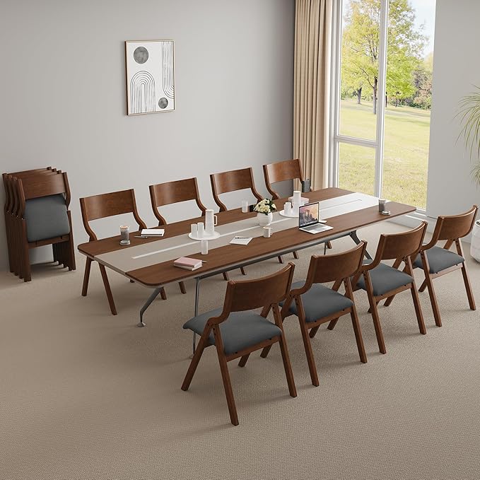 YOPTO Folding Wooden Chairs Set of 2 with Padded Seat,Portable Dining Chairs W/Ergonomically Designed Back and Cushion,for Dining Room,Restaurant,Kitchen,Office