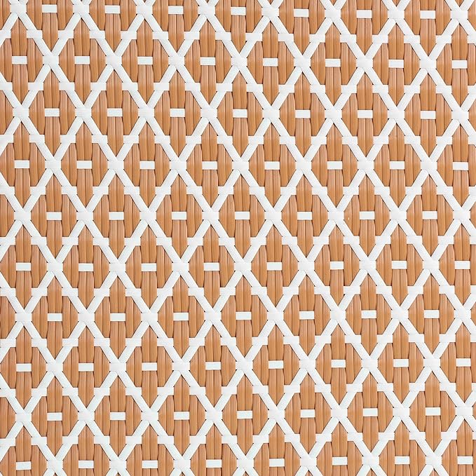 Bali & pari Mattie Natural Rattan Round Bistro Dining Table - Handwoven Cafe-Style Accent Table for Kitchen or Indoor/Outdoor Lounge, Honey Natural & White