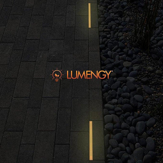 LUMENGY Paver Light Slim 0.5x8 Inch (0.55x7.87), 2700K Warm White, Glare-Free Linear Lighting for Driveways, Walkways and Paver Borders, 12V Hardwired, IP67 Waterproof, Drive-Over Rated