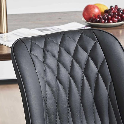 YOUNIKE Black Faux Leather Dining Chairs Set of 2 Mid-Century Modern High Padded Back Comfy Upholstered Kitchen Chairs with Metal Legs Wide Seat Accent Side Chair for Dining/Living/Waiting Room