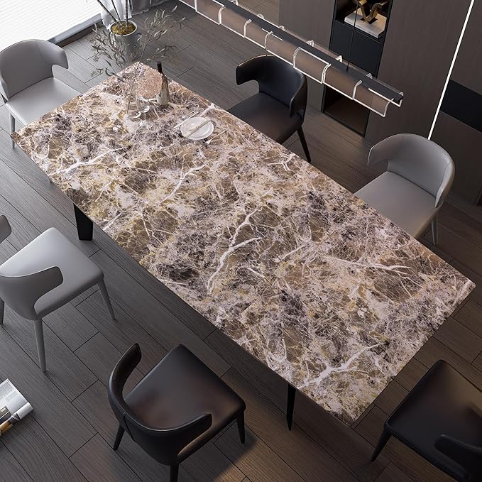 BAYYA 118x16inch Brown Marble Contact Paper Peel and Stick Wallpaper for Kitchen Cabinets Bathroom Granite Countertop Sticker Vinyl Film Self Adhesive Counter Top Covers Waterproof Furniture Stickers