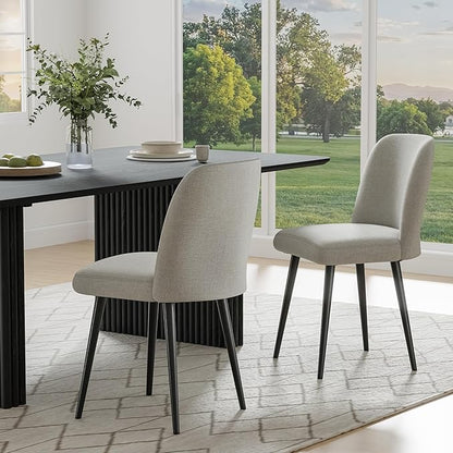Casaphoria Dining Chairs Set of 2, Modern Fabric Kitchen Chairs with Grey Metal Legs, Comfortable Dining Room Side Chairs for Home, Living Room,Restaurant
