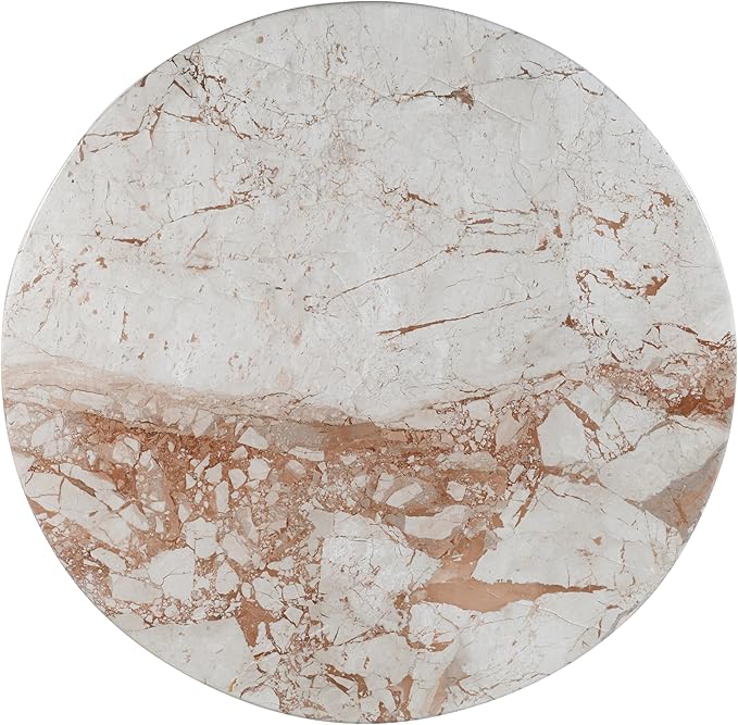 Meridian Furniture 248Breccia-DT48 Genoa Collection Art Deco Dining Table with Handcrafted Genuine Marble, Breccia Marble, 48" W x 48" D x 30" H, Breccia