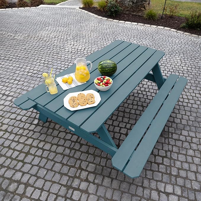 Highwood Hometown Picnic Table, 6 Foot, Nanatucket Blue