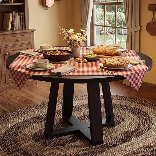 GarveeHome Dining Table, Kitchen Table, Round Dining Room Table for Kitchen, 47 Inch Round Table for Dining Room, Black(Table Only)