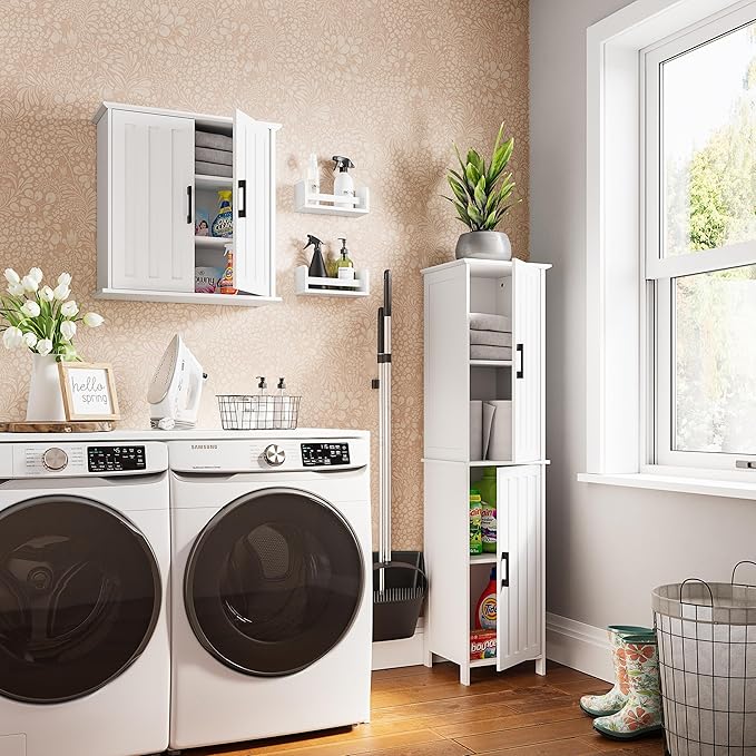 RiverRidge Monroe Cabinet with 2 Soft-Close Doors, Adjustable Shelves for Bathroom Storage - Conceal Clutter in Modern Style