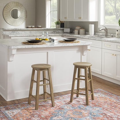 Linon Zeke Grey Wash 24" Counter Stool with Round Seat