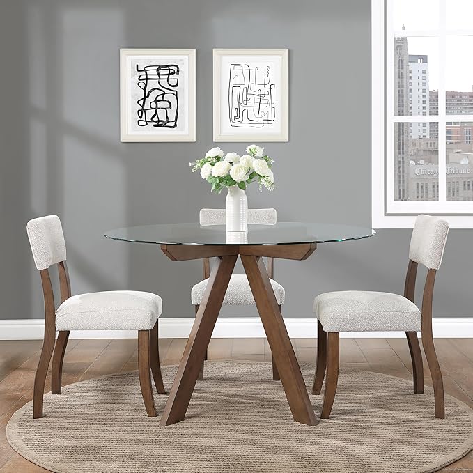 Farmhouse Dining Chairs Set of 2 - Upholstered Mid Century Armless Side Chairs with Back, Durable Polyester Fabric for Kitchen Island, Living Room, Restaurant
