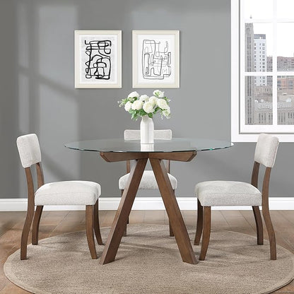 Farmhouse Dining Chairs Set of 2 - Upholstered Mid Century Armless Side Chairs with Back, Durable Polyester Fabric for Kitchen Island, Living Room, Restaurant