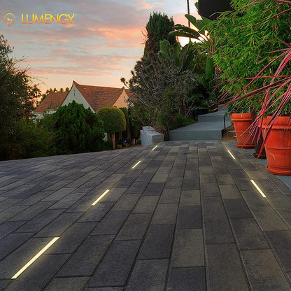 LUMENGY Paver Light Slim 0.5x16 Inch (0.55x15.75), 2700K Warm White, Glare-Free Linear Lighting for Driveways, Walkways and Paver Borders, 12V Hardwired, IP67 Waterproof, Drive-Over Rated