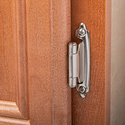 DecoBasics Cabinet Hinges Brushed Nickel for Kitchen Cabinets Doors (30 Pair -60 Pcs) -1/2" Overlay (Variable) -Self Closing Kitchen Cabinet Hinges Flush Mount w/Silicon Bumpers & Hardware Screws