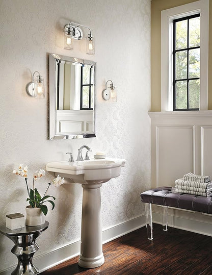 KICHLER Braelyn 14.75" 2 Light Vanity Light with Clear Seeded Glass Chrome