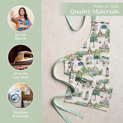 Maison d' Hermine 100% Cotton Apron for women with Pocket Kitchen Chef Apron for Men Cooking Mothers Day Gifts