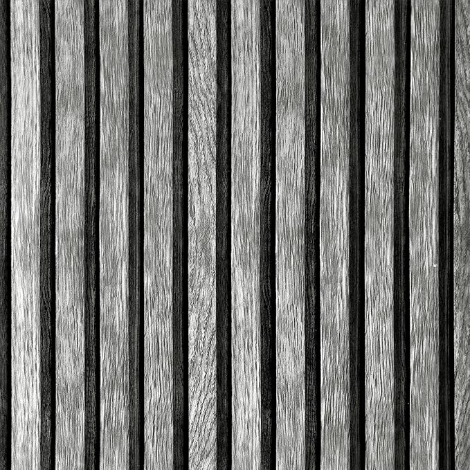 Yun-aeon Natural Wood Peel and Stick Wallpaper Grey Wood Slats - 17.3"x 1200" Self-Adhesive Waterproof Vinyl Removable Wall Paper for Wall Decor Bedroom