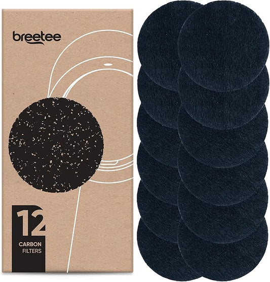 Carbon Filters Set - 12 Pack Replacement Filters for Breetee Portable Range Hoods - Efficient Odor Removal - 4,7 IN Circle Charcoal Filter for Range Hood Black