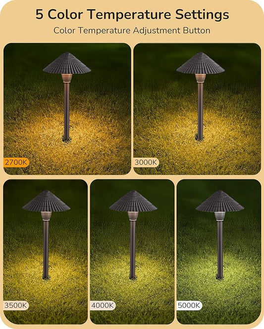 EDISHINE 5CCT Low Voltage Pathway Lights Wired, 8 Pack 2700K-5000K LED Landscape Lighting, 12V AC/DC 3W 160LM Die-Cast Aluminum Waterproof Outdoor Landscape Path Lights for Sidewalk Garden Yard