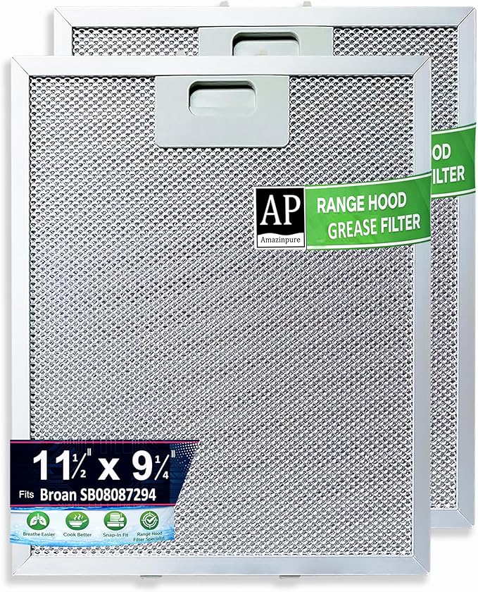2X SB08087294 Range Hood Filter Replacement Compatible with Broan Nutone RM523004 Kenmore 233.53363 11.75” x 9.40” Kitchen Exhaust Fan Aluminum Grease Filter for Range Hood Vent