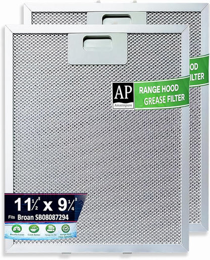 2X SB08087294 Range Hood Filter Replacement Compatible with Broan Nutone RM523004 Kenmore 233.53363 11.75” x 9.40” Kitchen Exhaust Fan Aluminum Grease Filter for Range Hood Vent