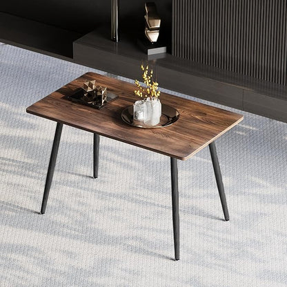 BROVAVE 47" Sturdy MDF Dining Table, Island Table with Metal Legs, Rustic Dining Tables with Non-Slip Pads for Kitchen, Walnut