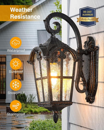 VIANIS Dusk to Dawn Outdoor Lighting, 2-Pack Porch Lights Outside, Bronze Outdoor Light Fixture, Exterior Lighting Fixtures, Oil Rubbed Bronze Front Porch Lights, Aluminum Anti-Rust, Hardwired