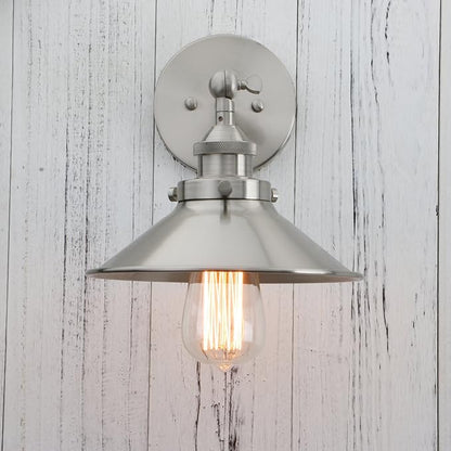 PERMO Vintage Industrial Metal Wall Sconce Lighting Brushed Nickel Sconces 180 Degree Adjustable Wall Lamp