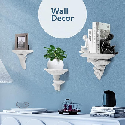 UITWMKTG 3 Pack Mushroom Shelves Floating Shelf Cottage Core Wall Decor Cute Hanging Shelf for Home Living Room Bedroom Kitchen Unique Wall Decor White