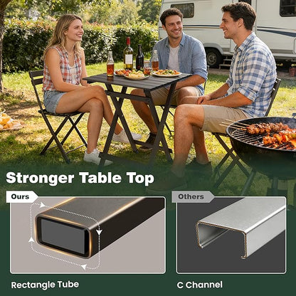 SUNNYFEEL Folding Camping Table - Lightweight Aluminum Portable Picnic Table, 18.5x18.5x24.5 Inch for Cooking, Beach, Hiking, Travel, Fishing, BBQ, Indoor Outdoor Small Foldable Camp Tables