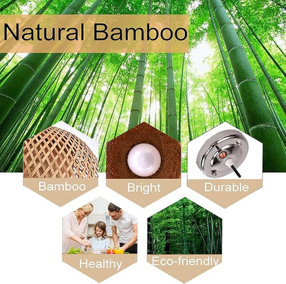 GCQ Bamboo Lantern Pendant Lamp, Retro Japanese Style E27 Chandelier Hanging Light Ceiling Lighting Fixture for Living Room Bedroom Restaurant Cafe Teahouse Bar Dining Room Club