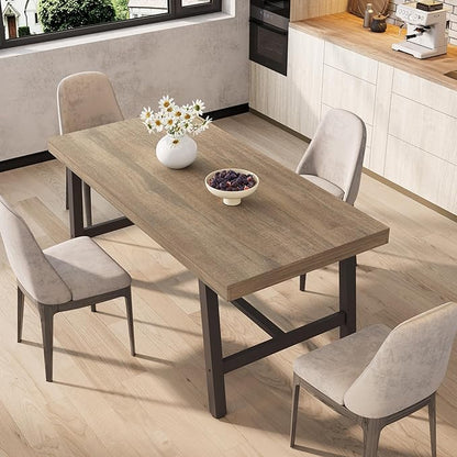 GarveeHome 63 Inch Small Space Dining Table for 4-6 People, Rectangular Kitchen Table for Apartment & Dining Room, Heavy Duty Metal Frame, Rustic Pear, Multipurpose Work Table