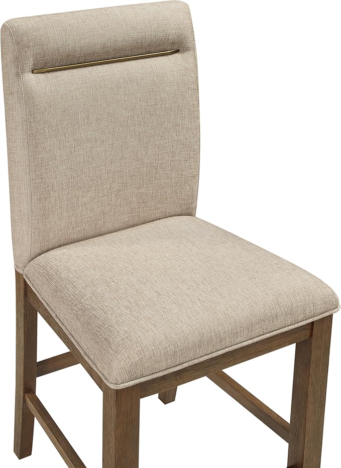 Steve Silver Furniture Garland Counter Chairs, Set of 2 Chairs, 24-Inch Seat Height, 100% Polyester Fabric, 300lb Capacity, Kitchen Island, Dining Room, 23.5" L x 20" W x 47.3" H, Sand