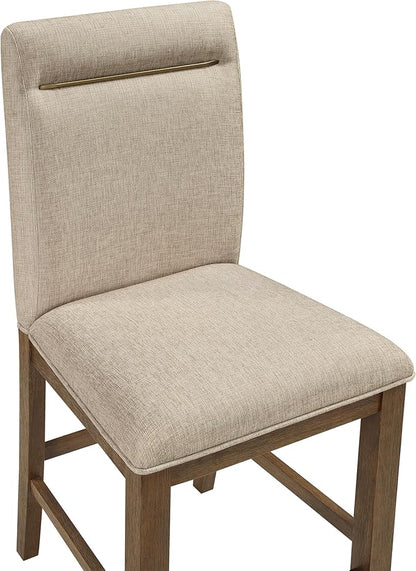 Steve Silver Furniture Garland Counter Chairs, Set of 2 Chairs, 24-Inch Seat Height, 100% Polyester Fabric, 300lb Capacity, Kitchen Island, Dining Room, 23.5" L x 20" W x 47.3" H, Sand