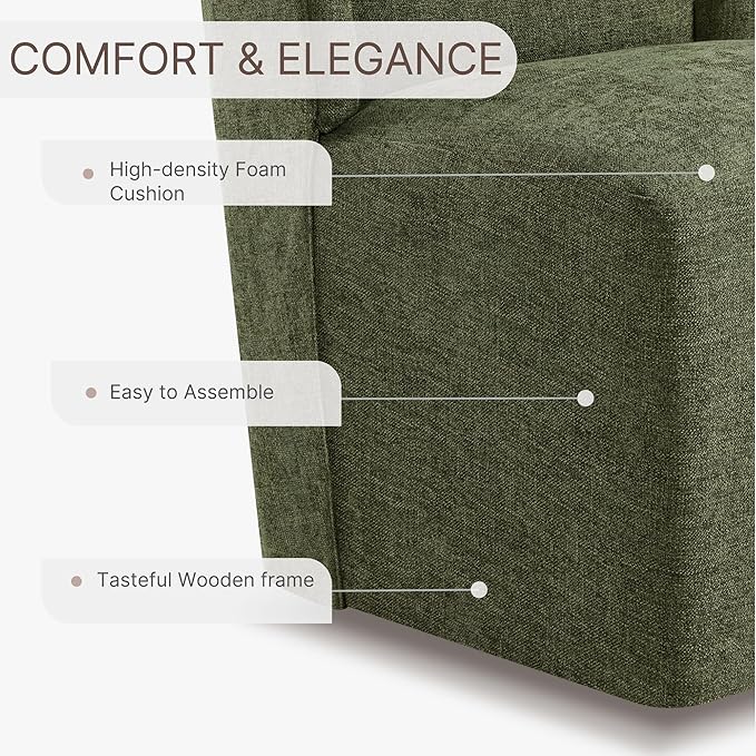 KISLOT Upholstered Dining Chairs Set of 2 with Casters, Wingback Modern Side Armless Deskchair with Rollers for Diningroom Bedroom Livingroom Reading Room, Green Fabric