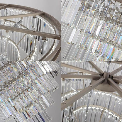 Nickle Crystal Chandelier Modern Chandeliers Lighting Pendant Ceiling Light Fixture 7-Tier for Dining Living Room Kitchen W39