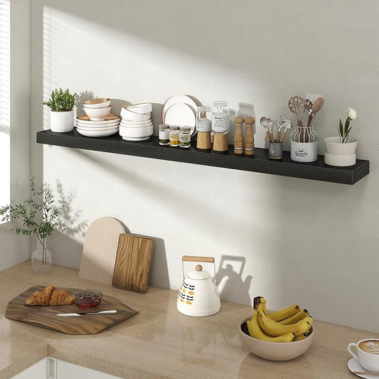 Acovy 48 Inch Floating Shelves for Wall 1 Pack, 48" Wall Shelves for Books, Storage, Decor, Wall Mounted Floating Shelf with Invisible Brackets for Kitchen, Living Room, Black