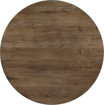 Lexicon 60 Inch Round Dining Table for 4-6 People, Solid Wood Frame with Circle Top, Farmhouse Small Round Kitchen Table for Dinner, Living Room, Modern Natural Wooden Finish, Easy Assembly, Brown