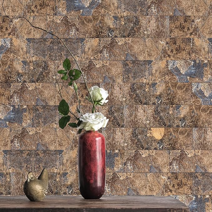 Art3d 10-Sheet Peel and Stick Backsplash PVC Wall Tile, Stickon Tile for Kitchen Backplash, Bathroom Vanities, Fireplace Decor, Laundry Table, Stair Decals in Rust Slate, Plastic-Sheets