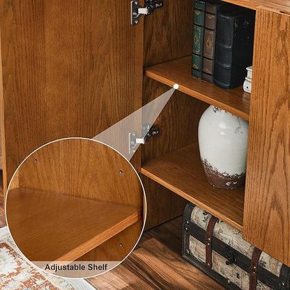 Amposei Modern Vintage Small Sideboard 34-Inch Entryway Storage Cabinet Coffee Bar Cabinet with Adjustable Shelf for Living Dining Room Kitchen Hallway, Walnut
