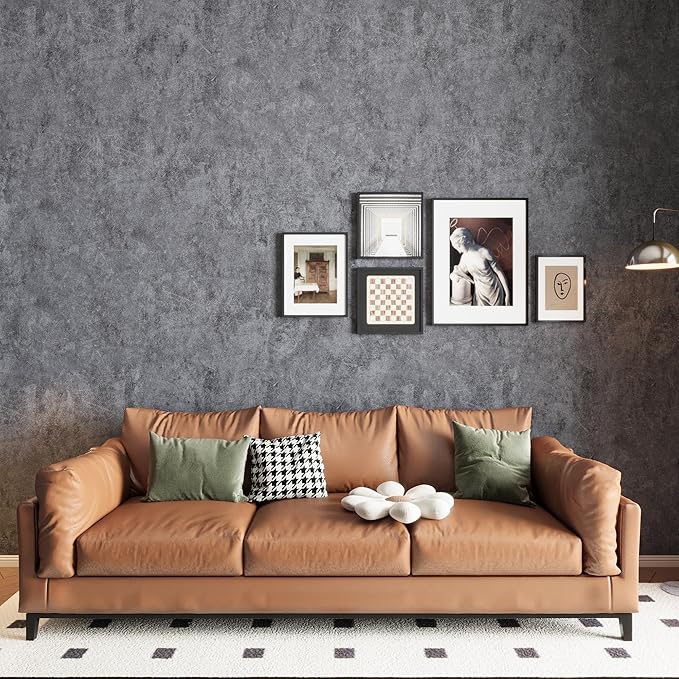 3yecao 16"×118" Thick Dark Blue Grey Concrete Wallpaper Peel and Stick Waterproof Glossy Textured Gray Concrete Contact Paper Vinyl Wrap Self Adhesive Cement Tile Sticker for Countertops Kitchen Walls