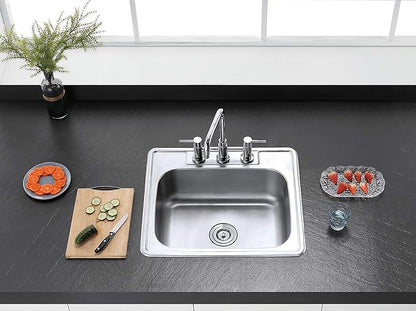 Gourmetier GKTS2520 25" Stainless Steel Drop-in Single Bowl Kitchen Sink, Brushed