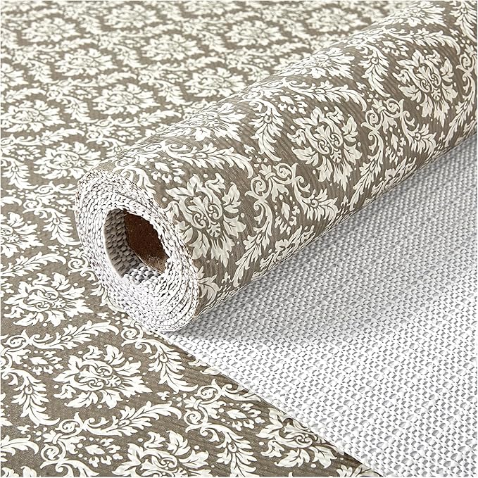 Drawer and Shelf Liner, Non-Slip Kitchen Cabinet Liners Non-Adhesive Thick Strong Grip Waterproof Washable Mats Protect Dresser Shelves Cupboard Bathroom Cabinets, Boho: Beige, 12 in X 10 FT
