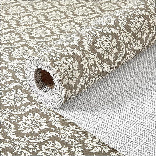 Drawer and Shelf Liner, Non-Slip Kitchen Cabinet Liners Non-Adhesive Thick Strong Grip Waterproof Washable Mats Protect Dresser Shelves Cupboard Bathroom Cabinets, Boho: Beige, 12 in X 20 FT