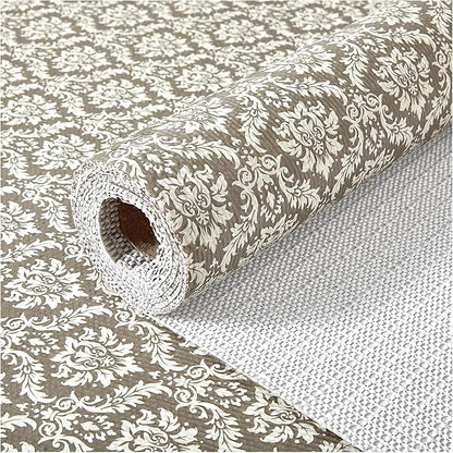 Drawer and Shelf Liner, Non-Slip Kitchen Cabinet Liners Non-Adhesive Thick Strong Grip Waterproof Washable Mats Protect Dresser Shelves Cupboard Bathroom Cabinets, Boho: Beige, 18 in X 30 FT