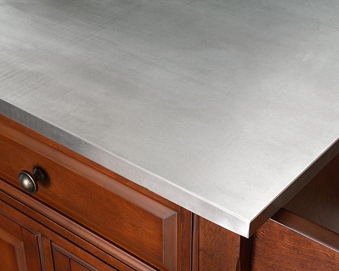 Crosley Furniture Alexandria Stainless Steel Top Rolling Kitchen Island Storage Cart, Spice Rack, White