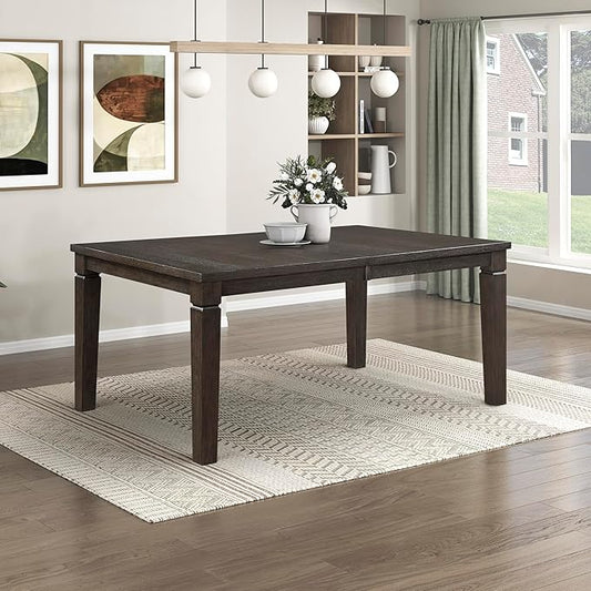 Lexicon Modern Dining Table, Expandable Wooden Kitchen Table with Removable Leaf, Space Saving, Seats for 4-6 People, for Home, Dining Room, 66 Inch-84 Inch, Dark Espresso
