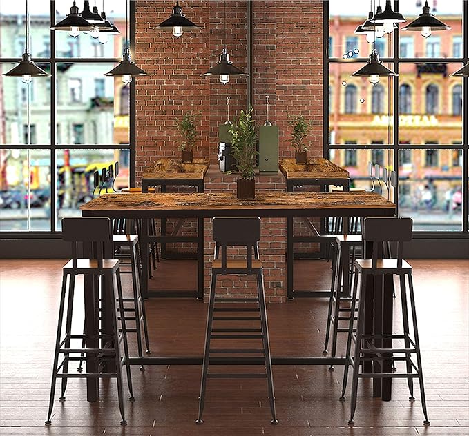 MUPATER 47'' Bar Table, Industrial Dining Table,High Top Table for 4,Tall Counter Height Pub Table for Dining Room, Kitchen or Living Room, 47.2''L x 23.6''W x 41.7''H, Rustic Brown