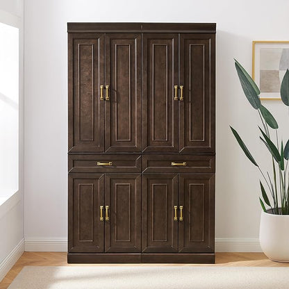 Crosley Furniture Stanton 2-Piece Pantry Storage Cabinet Set with Shelves, Kitchen, Dining, or Laundry Room, Coffee