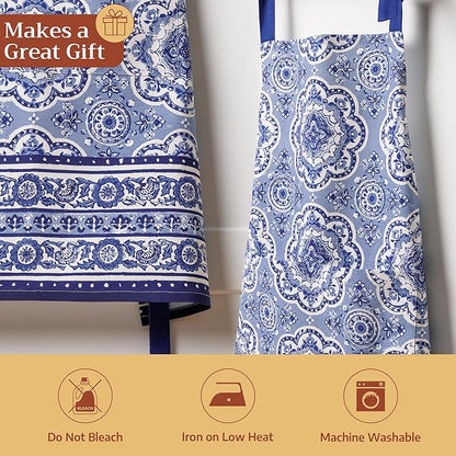 Maison d' Hermine 100% Cotton Apron for women with Pocket Kitchen Chef Apron for Men Cooking Mothers Day Gifts