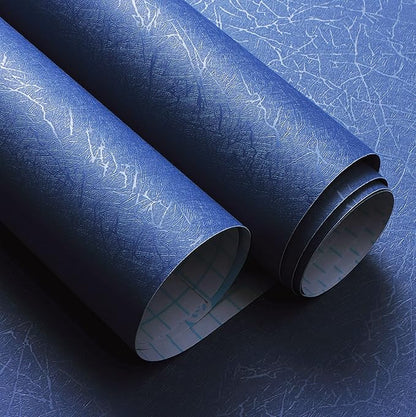 Safiyya 393"x 17.3" Wallpaper Silk Dark Blue Peel and Stick Wallpaper Dark Blue Contact Paper Self Adhesive Removable Solid Color Wall Paper for Bedroom Walls Vinyl Rolls